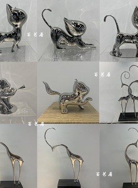 不锈钢松鼠猫兔子j海豚动物雕塑小品定制地产园林景观草坪装饰摆