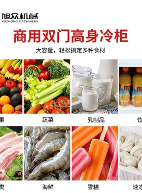 双机双温保鲜冷冻柜商用双门高身冷柜果蔬肉类海鲜饮料保鲜冷藏柜