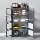 Kitchen storage rack multi-layer multi-functional cabinet floor-standing storage cabinet aluminum alloy cupboard household door storage cabinet