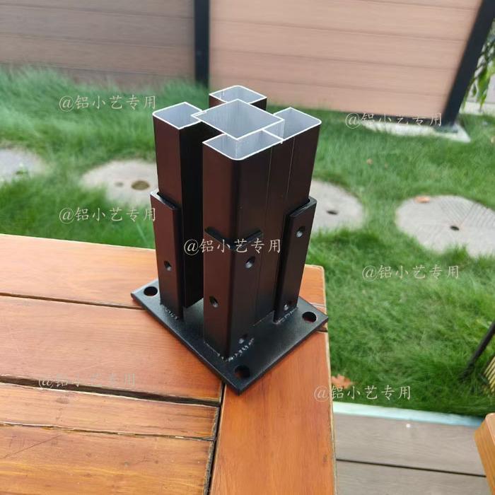 80*80mm铝合金/塑木围栏立柱专用 柱脚/固定件/底座 (热镀锌) - 图0
