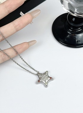 韩系ins银色简约五角星项链