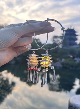超然楼发光手镯汉服配饰带灯铃铛镯子古风饰品中式宫廷风手环礼物