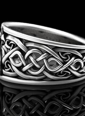 e北欧维京凯尔特九尾狐狸戒指男潮覆古欧美嘻哈朋克开口指环