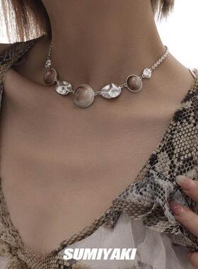 原创中古油画少女覆古项炼女小众设计精致锁骨炼