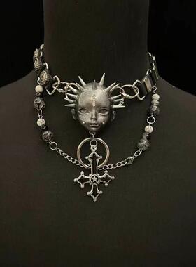 黑色十字架项炼 亚文化 手作暗黑朋克