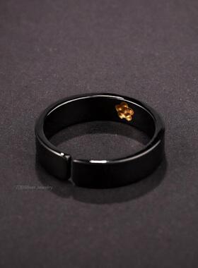 e原创小众设计《暗恋》戒指男开口ins个性简约轻奢黑色指环女