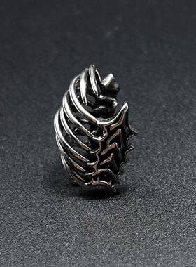 喃呢 肋骨耳夹暗黑做旧无耳洞哥特耳饰 骨陵原创设计