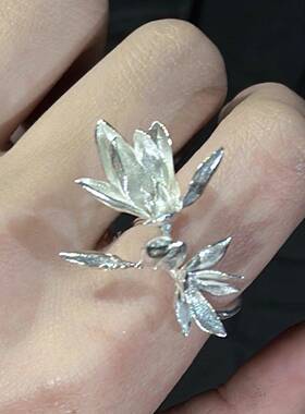 《白玉兰》对戒 “白玉兰的花语是友谊长存”纯银开口