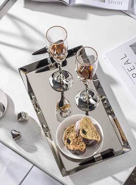 样板间装长方形轻不锈钢托盘桌面软摆装件套室ZL-19C内奢金属托盘