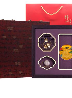 云锦饰雨花石金麟箔梅花装南京金陵三宝家麒居摆件电视柜新中式创