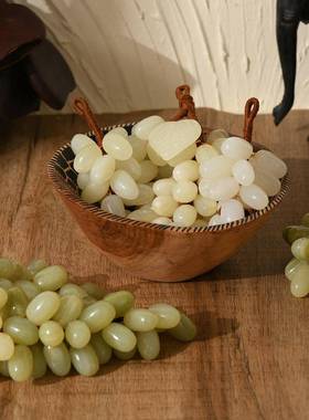 侘寂风玉石葡萄装饰摆件创意样板间客厅玄关高档软装仿真水果摆设