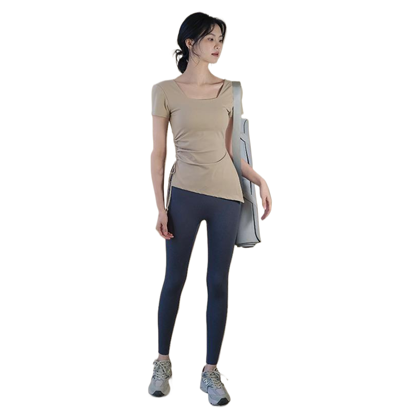 LULU带胸垫短袖T恤女春秋新款运动瑜伽上衣高级感方领内搭亲肤透,淘宝优惠券,粉丝福利购,淘宝优惠卷