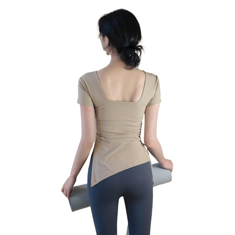 LULU带胸垫短袖T恤女春秋新款运动瑜伽上衣高级感方领内搭亲肤透,淘宝优惠券,粉丝福利购,淘宝优惠卷