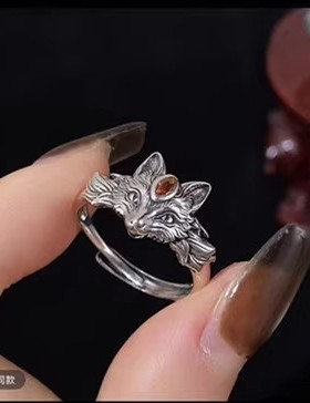 九尾灵狐戒指寰奢国风开口指环