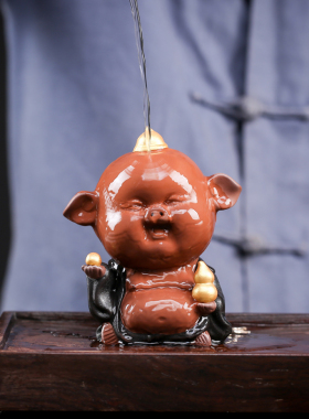 爱吉祥五福猪紫砂家居客厅茶桌养精品茶玩茶宠摆设装饰品