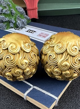 纯黄铜招财霸王貔貅手把件玩保健球手握球盘玩文玩长辈新款健身球