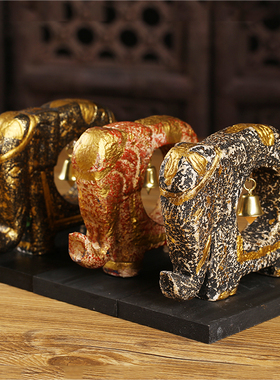 桌面小摆件泰g国风格工艺品大象客厅电视柜木制装饰东南亚风情摆