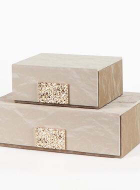 意式简约售楼高处衣帽ERB间中古收轻纳盒摆件奢装饰储物盒陈档软