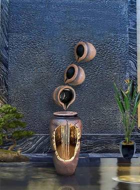 流水陶罐组合贴田墙摆件户外庭院新中式意创园循环水thlznloj造景