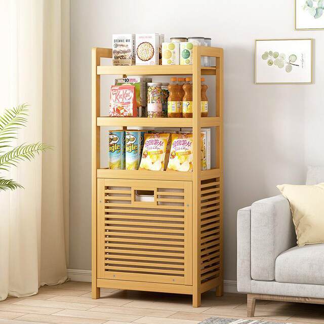 Household Japanese simple solid wood laundry basket storage rack multi-layer storage cabinet basket basket bathroom floor storage rack