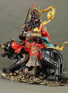 家神彩铜武神270赵公明像家用摆件骑虎黑脸财神像厂店财铺五路
