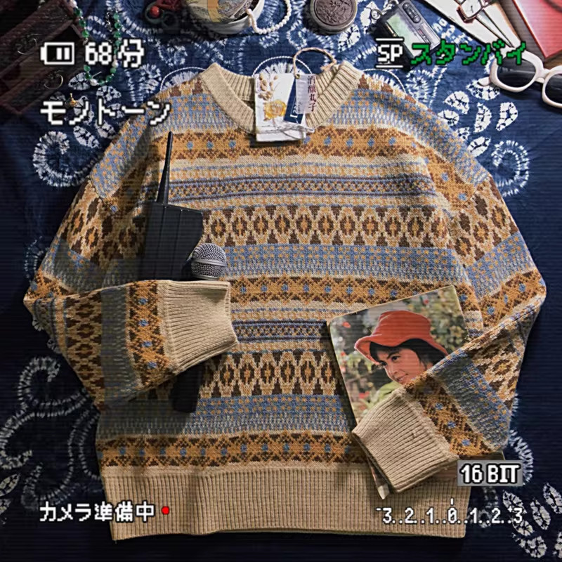 酒酿丸子ALOHA 复古港风小众慵懒费尔岛毛衣秋冬情侣装条纹针织衫