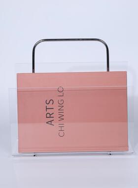 现代简约欧式亚克力手提书架杂志架摆件样板房售楼处书房软装饰品