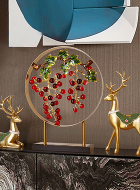 速发创意紫水晶葡萄玄关摆件柜厅酒柜电视客轻奢高档装财鹿家居招