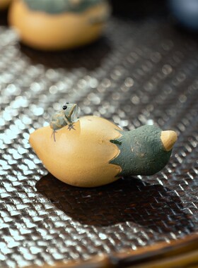 紫砂喷水西瓜茶宠南瓜u莲子茶具茶盘摆件可养茶宠茶道配件