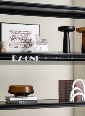 现代客厅开放格书柜桌面摆件高档样板房软装组R合轻奢设计师软装