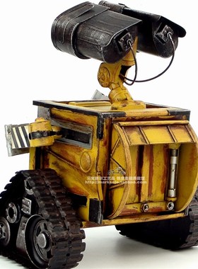 WALL-E机器人瓦力复古铁艺模型装饰G摆设铁皮创意工艺品储钱罐礼