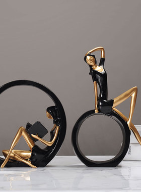 北欧文艺看书女孩k摆件客厅玄关办公室桌面书房家居轻奢装饰品礼