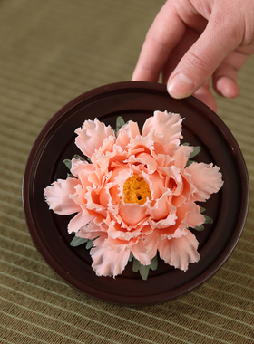 陶瓷手工捏制瓷花牡丹花手工花z扩香器车载家用茶室摆件结婚伴手