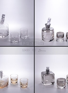 现代轻奢水晶威士忌酒樽洋酒酒瓶欧式样板房酒柜吧台软Z装酒具摆