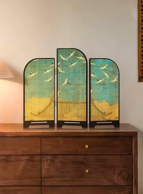 宋代美学桌面屏风摆件客厅装饰画新中式茶室Q餐边柜摆画卧室餐厅