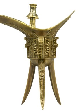 全铜酒杯摆件复h古酒樽家用古代三足黄铜爵杯帝王酒樽酒鼎杯铜酒