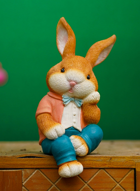 卡通桌面坐姿兔子摆件户外花园庭院装饰摆K设创意动物造景园艺装