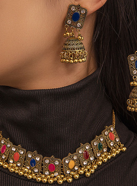 SZ0598跨境欧美复古夸张个性耳环民族风波西米亚气质项链耳环女