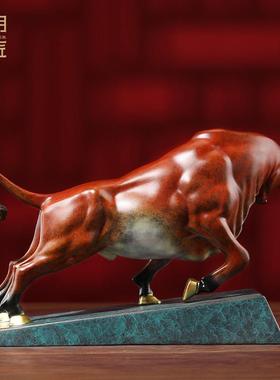 大明铜匠招财牛摆件铜客厅装饰品玄关办公室乔迁新居礼品开 业礼