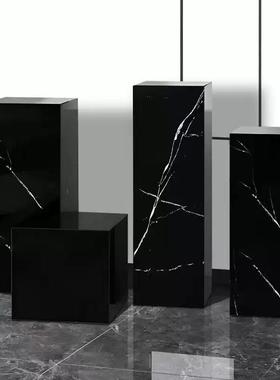 岩板花架商场酒店走廊饭厅大型落地摆件雕塑底座办公室客厅装饰品