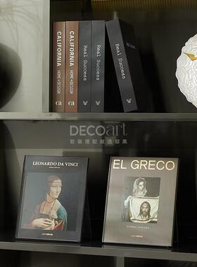 样板间软装设计新中式中古书柜装饰盘仿真书假书摆画水墨花瓶摆件