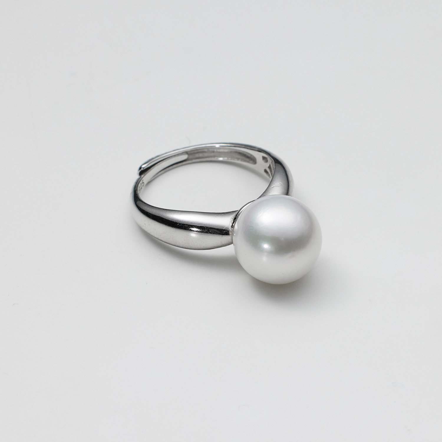 Lilan Jewelry S925 silver nucleated freshwater pearl ring for women 11-12mm nearly round simple open ring for girlfriend