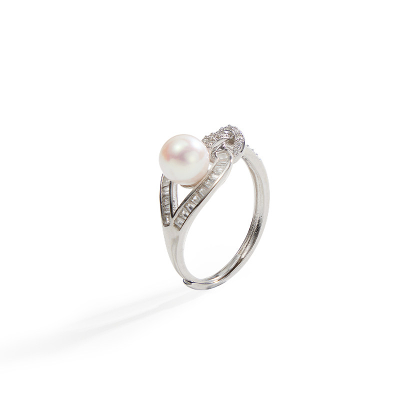 Lilan Jewelry S925 silver nucleated seawater AKOYA pearl ring for women 6-7mm nearly perfect round accessories for girlfriend