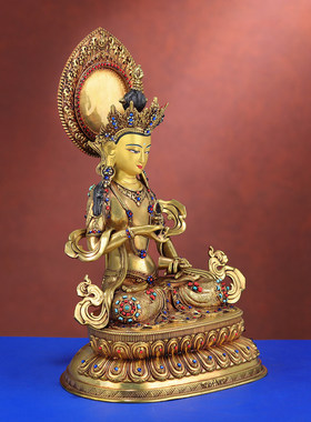 尼泊尔工艺金刚萨埵铜佛像摆件藏式居家供奉铜像手工錾刻7寸/1尺