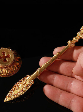 铜精品文殊菩萨宝剑尼泊尔工艺居家金刚杵藏式供具文殊剑摆件