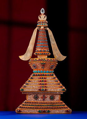 尼泊尔掐丝菩提塔特色手工艺品供具大全菩提宝塔超大号35cm