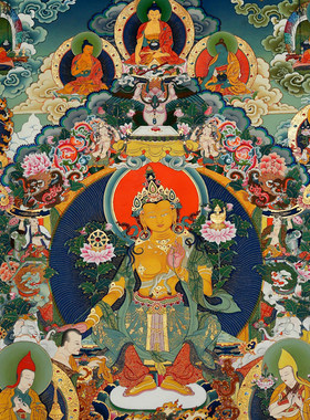 微喷唐卡进口矿物墨水高清写真藏传密宗定制精裱挂画菩萨类