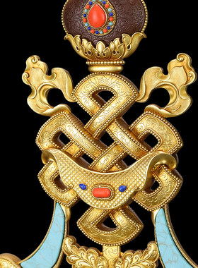 新品八吉祥B款大号黄铜精制西藏传统吉祥八宝供品摆件