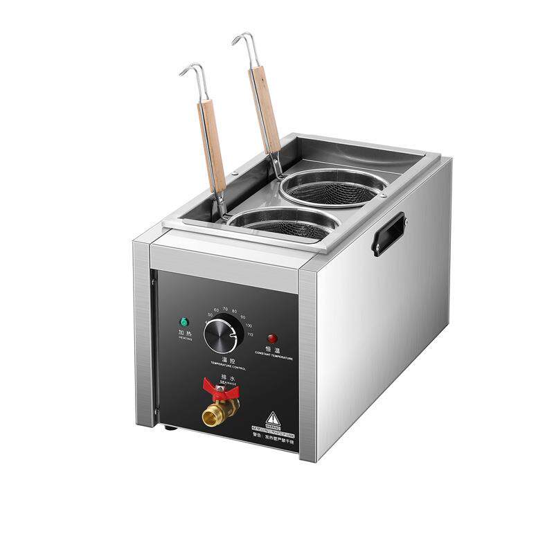 Commercial desktop double-head noodle cooker electric heating noodle cooking machine spicy hotpot maocai dumpling soup noodle stove manufacturer