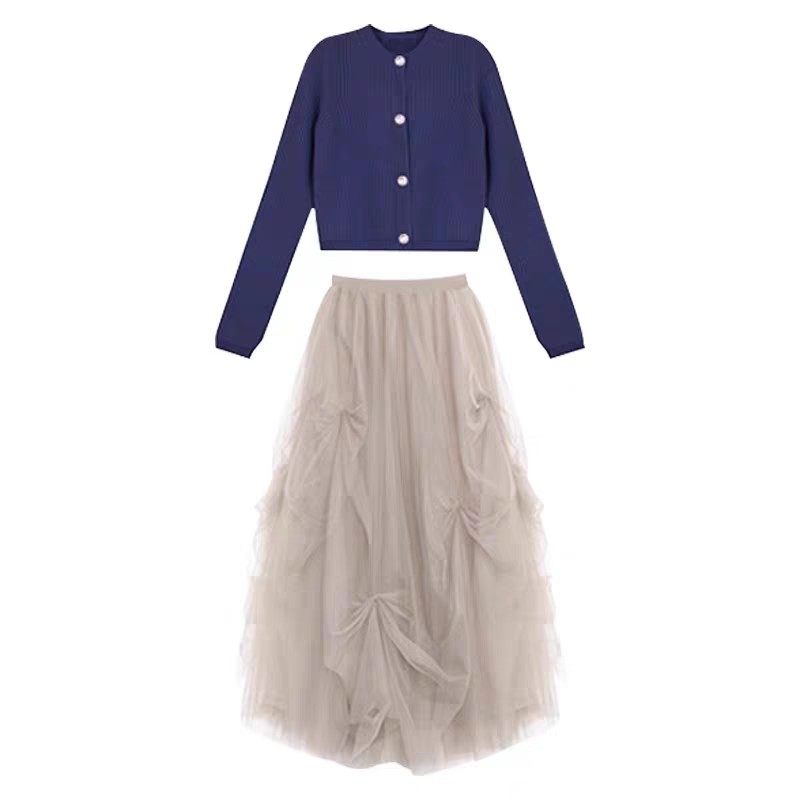 法国Rouje Rosella?盐系轻熟针织开衫高腰蓬蓬网纱半身裙两件套,淘宝优惠券,粉丝福利购,淘宝优惠卷